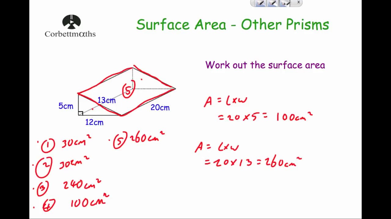 Surface Area of Prisms - Corbettmaths
