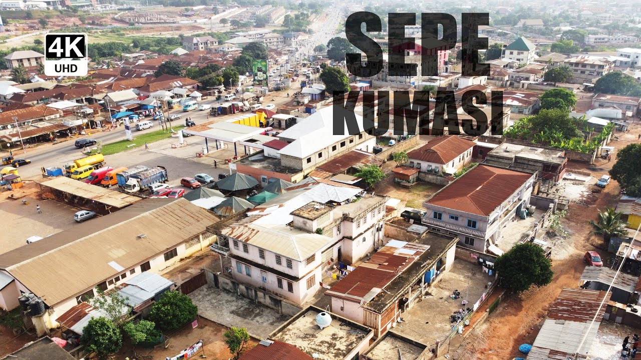 Sepe Owusu Ansah Kumasi – Полный вид с воздуха и пешеходная экскурсия рядом с Buokrom 4K