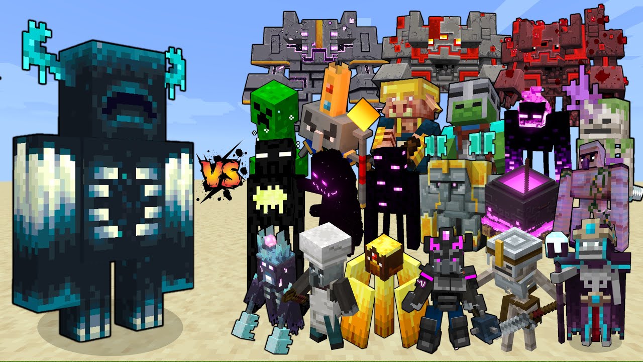 Warden vs Minecraft Dungeons Mobs - Minecraft Mob Battle 1.21