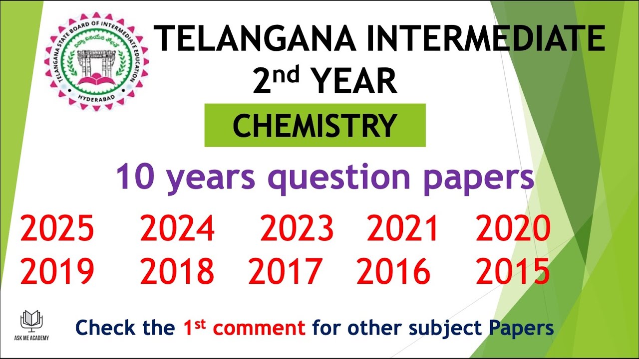 TS Inter 2nd Year Chemistry 2025 - 2015 10 years previous Papers Telangana TG inter