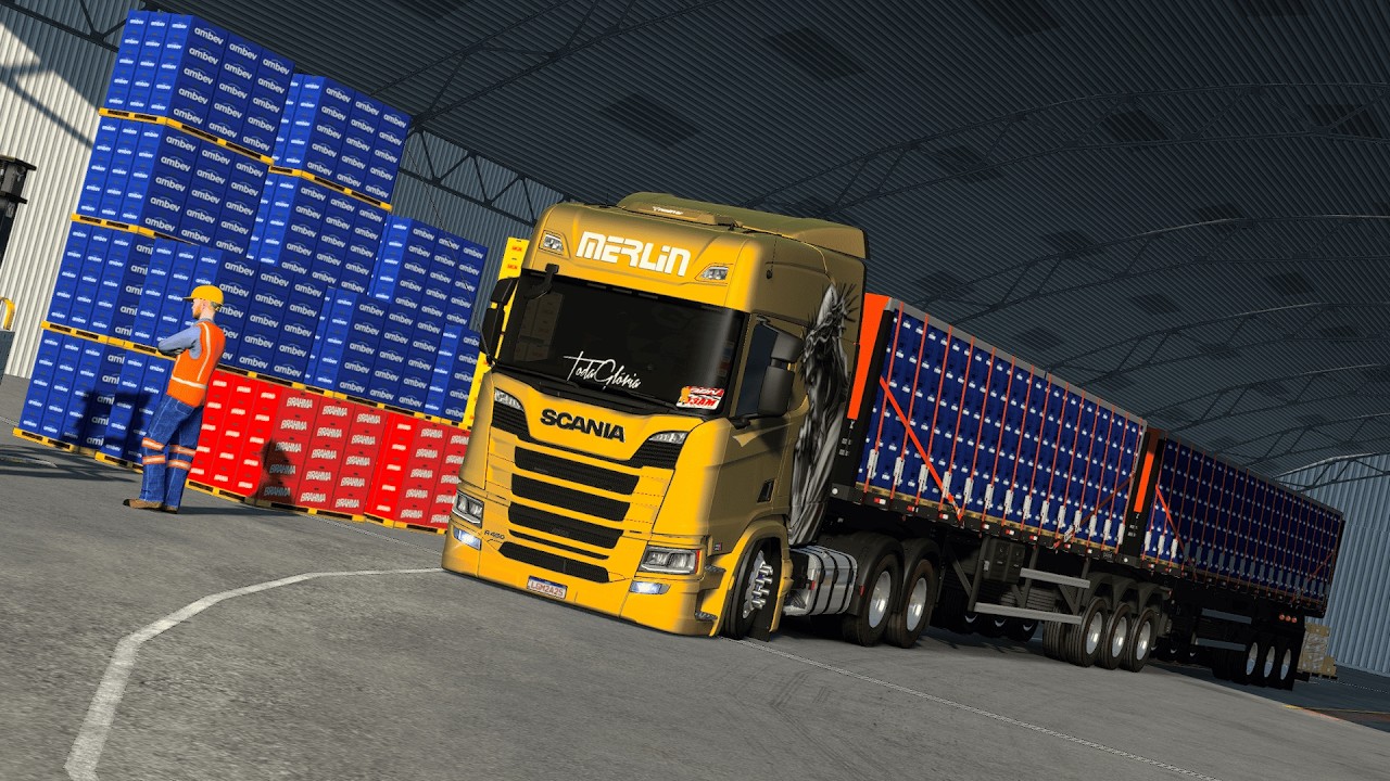 TR Merlin saindo do carregamento do suco da confusão. #ets2