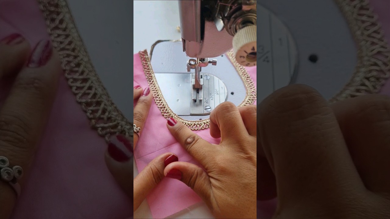 Sewing Tips And Tricks For Lace Corner Attach Perfect Roundly On Neck | Lace Kaise Lgaye #shorts