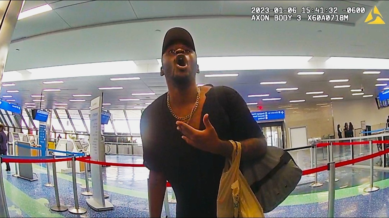 Moments Before Fighting Airport Police