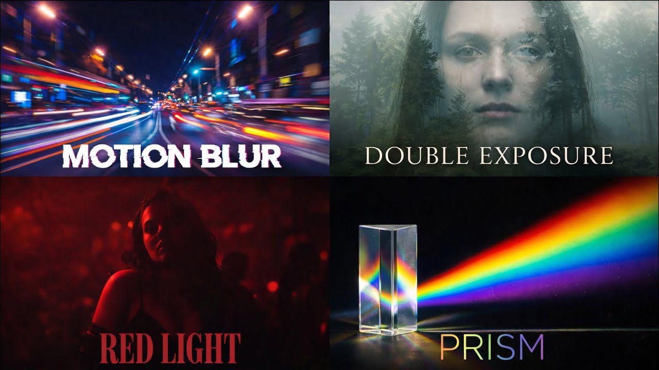 MOTION BLUR•DOUBLE EXPOSURE•RED LIGHT•PRISM 