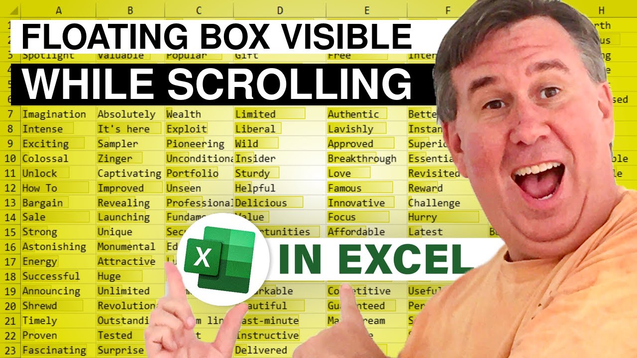 Excel — плавающий блок виден при прокрутке: Эпизод 1660