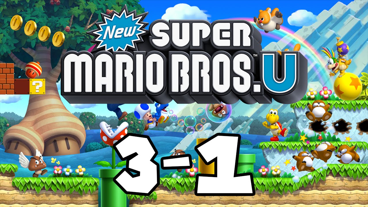 New Super Mario Bros U Part 16: World 3-1 Spinning-Star Sky 100%