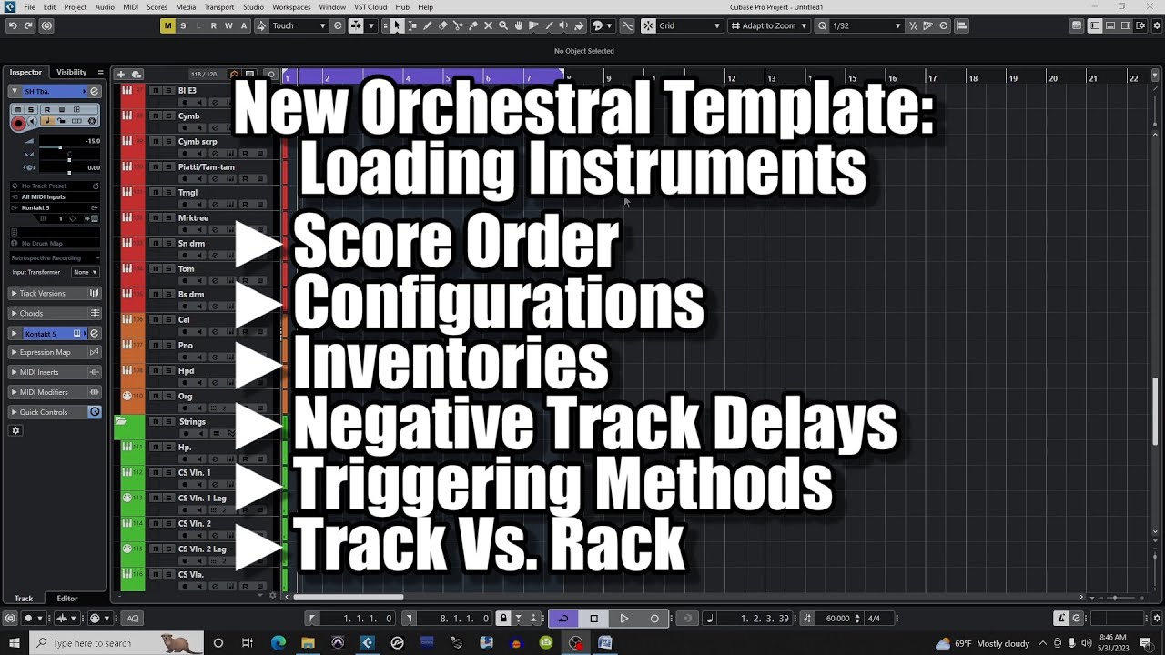 New Orchestral Template: Loading Instruments (Order, Configurations, Negative Delays, Triggering)