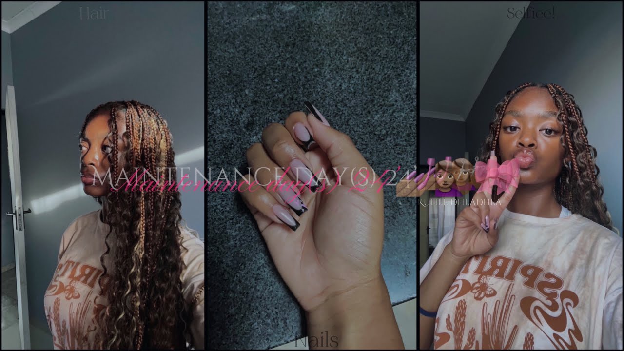 VLOG:Maintenance day(s)💅🏽💇🏽‍♀️🎀[hair,nails,etc] | South African YouTuber