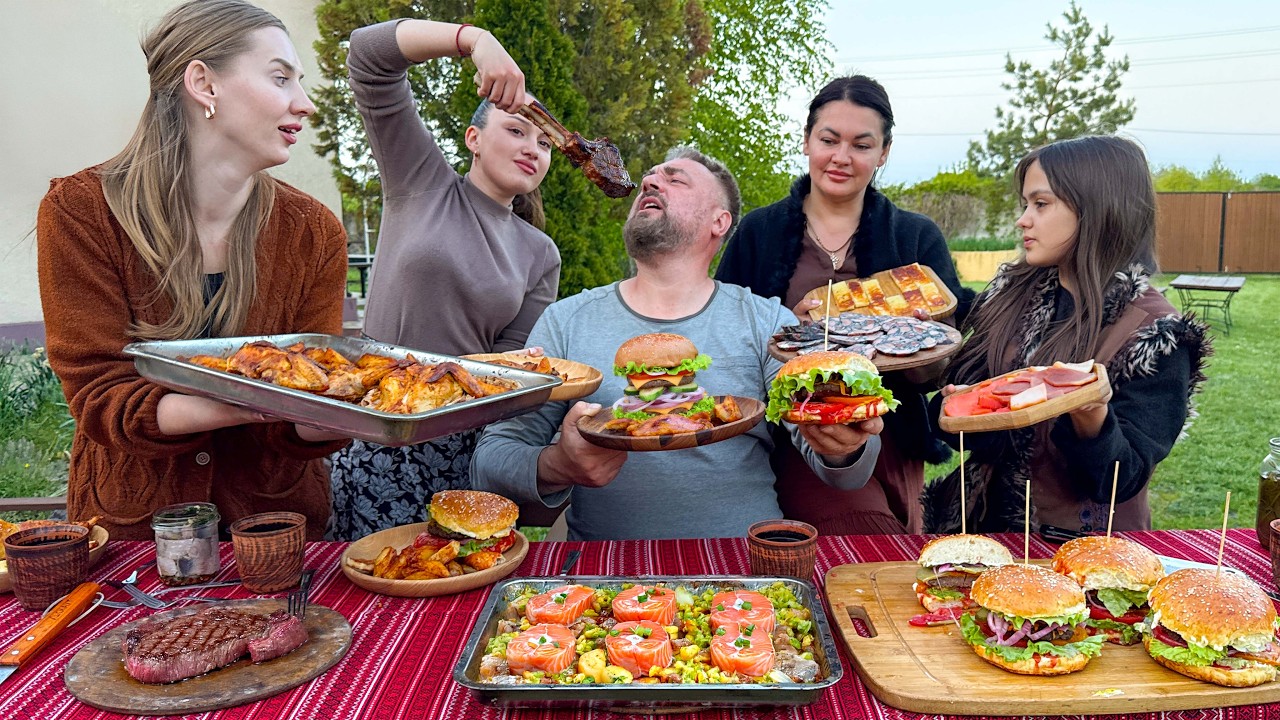 Стейки, Бургеры и Медальоны из Лосося! Семейный Вечер и Вкусный Ужин