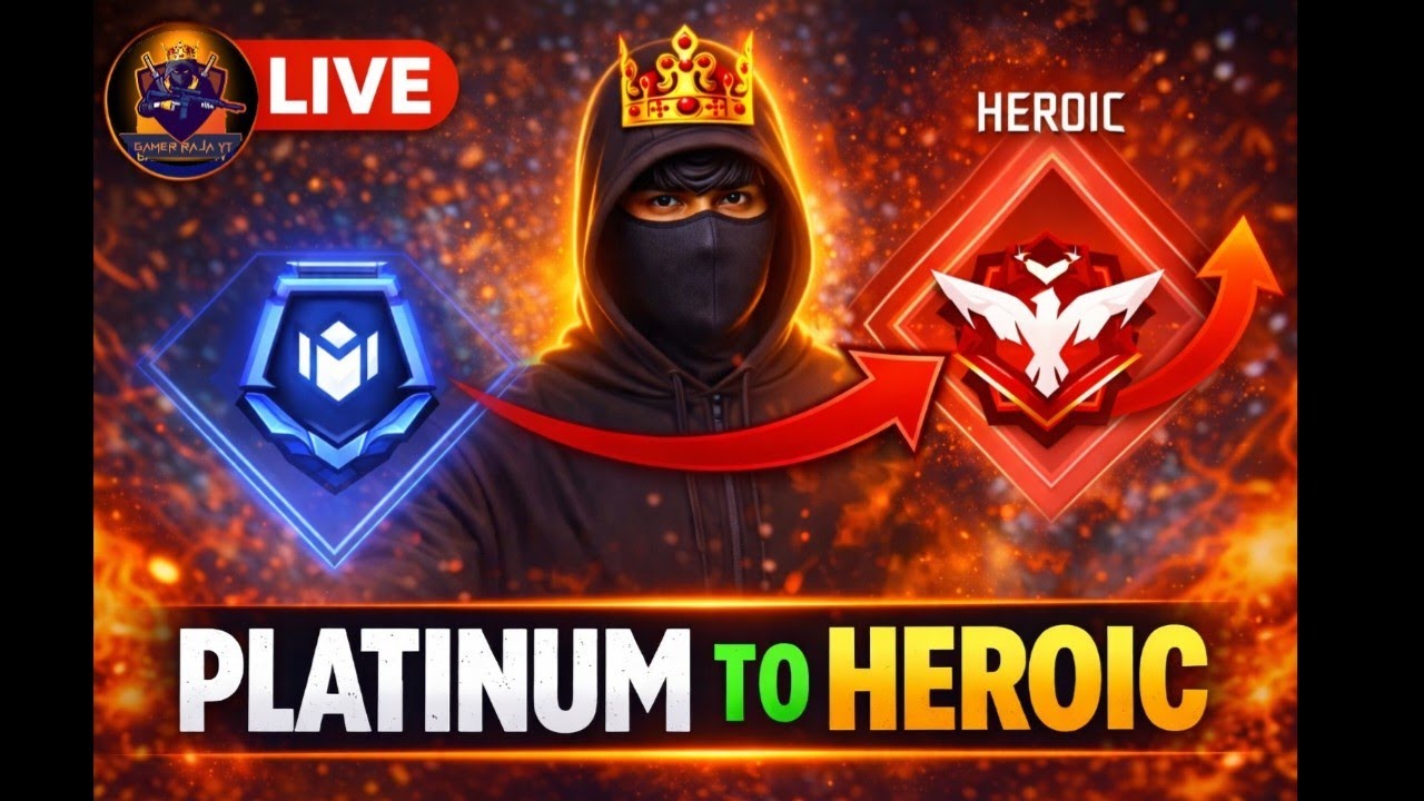 🔴 Free Fire MAX LIVE Rank Push 🔥 Platinum V to Heroic | Hindi Gameplay | India Server