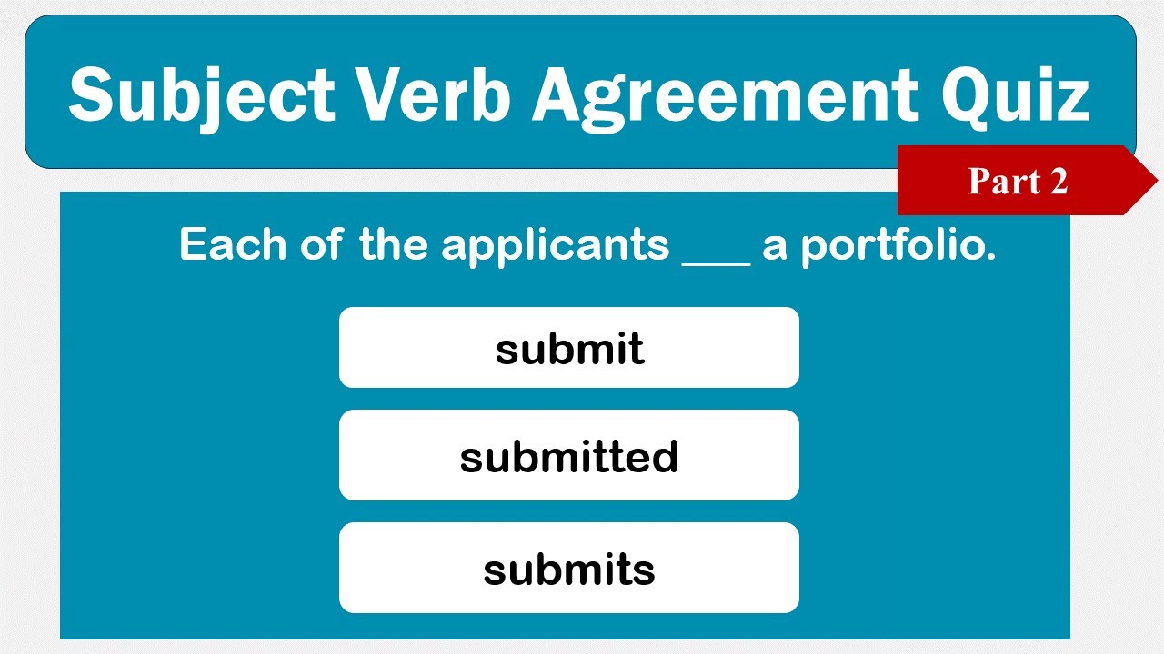 English Grammar Quiz  | Subject Verb Agreement | Advanced Level | Challenge 2