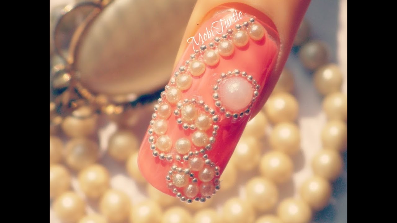 3D CORAL PEARLS BEADS SEQUIN DESIGN ACRYLIC EASY NAIL ART | STEP BY STEP TUTORIAL