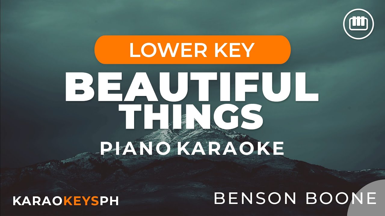Beautiful Things - Benson Boone (Lower Key - Piano Karaoke)