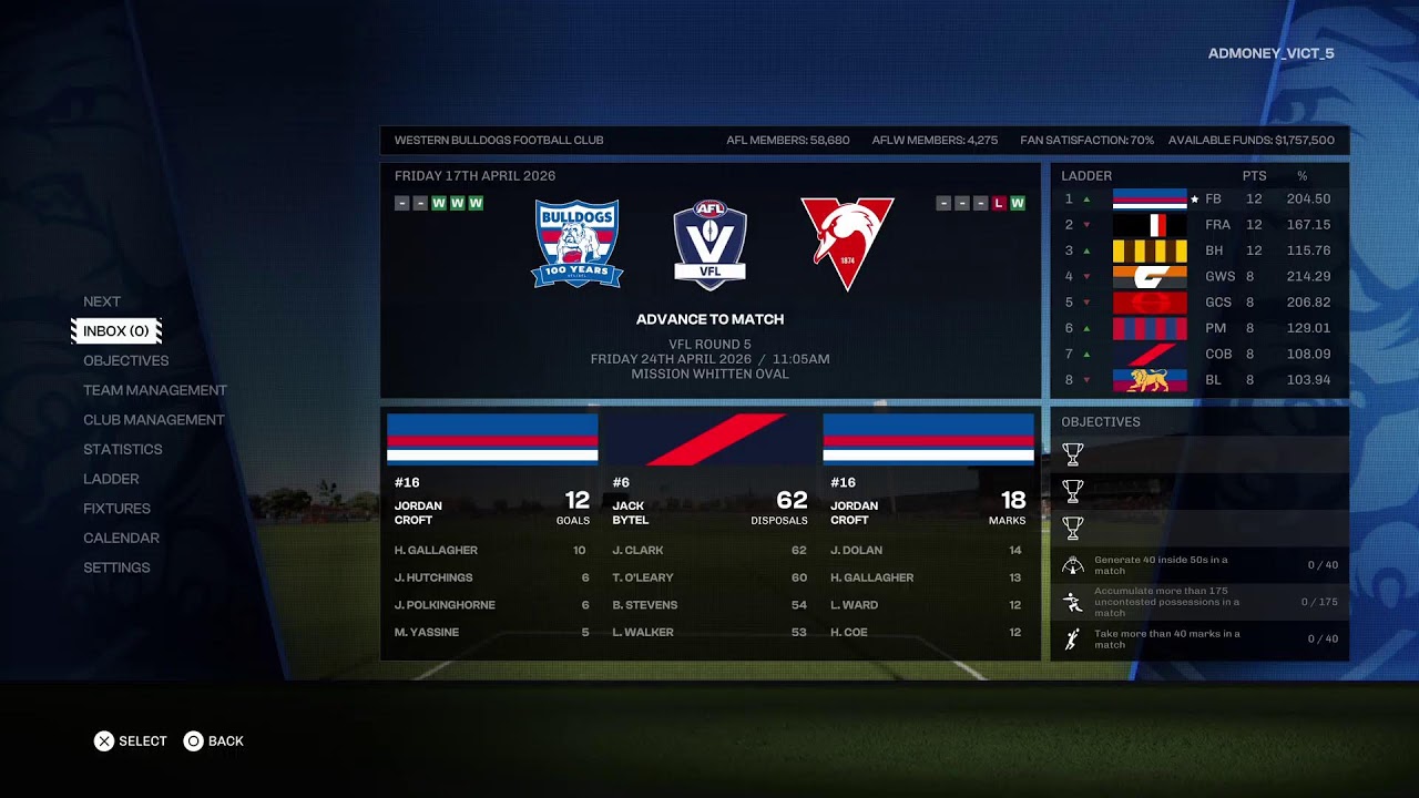 AFL 26 Coach Career Mode 2 Part 3
