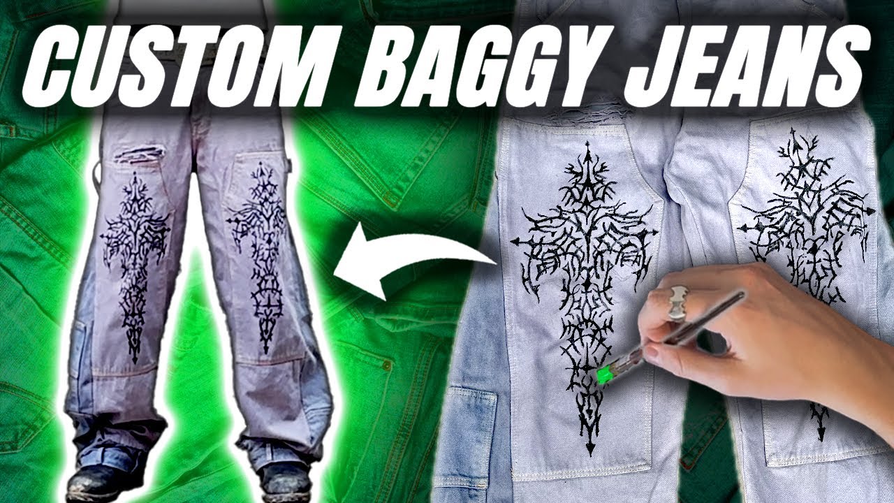 How to BLEACH / DYE / PAINT your BAGGY JEANS!!!