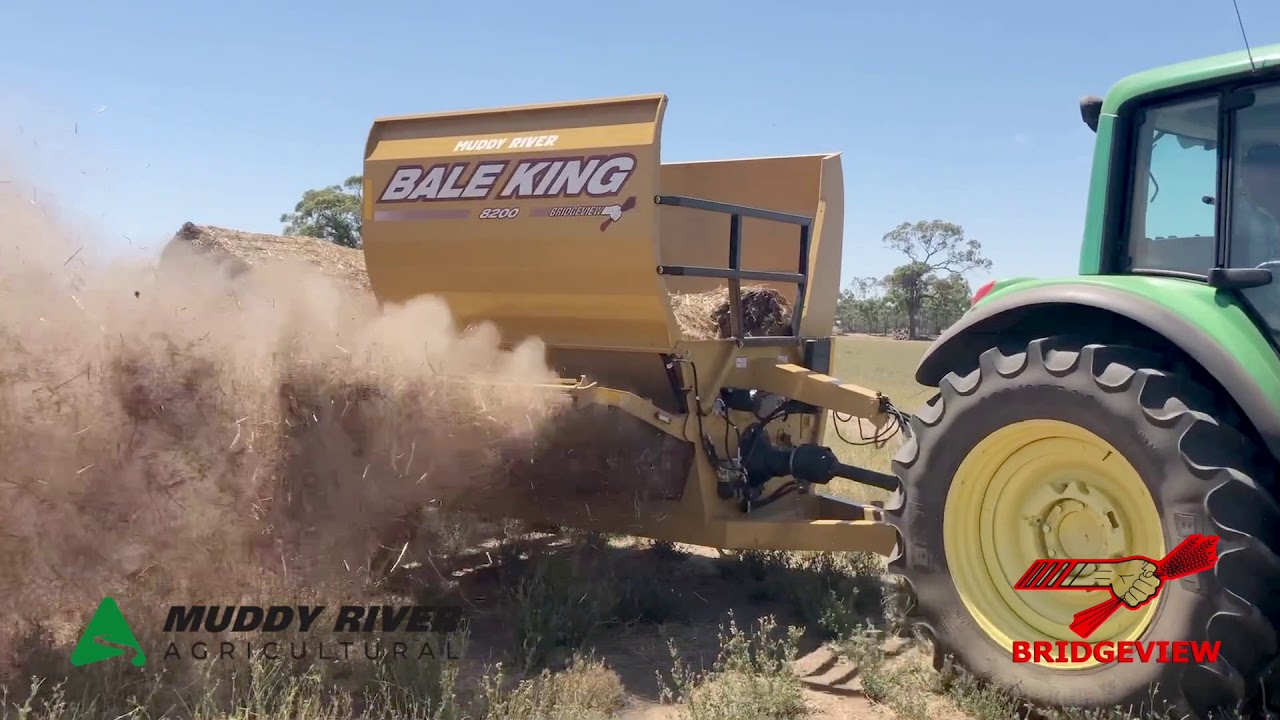 Bale Processors - Bale King 8200 handling both 6.5&prime; round bales and 4&prime; x 4&prime; x 8&prime; bales