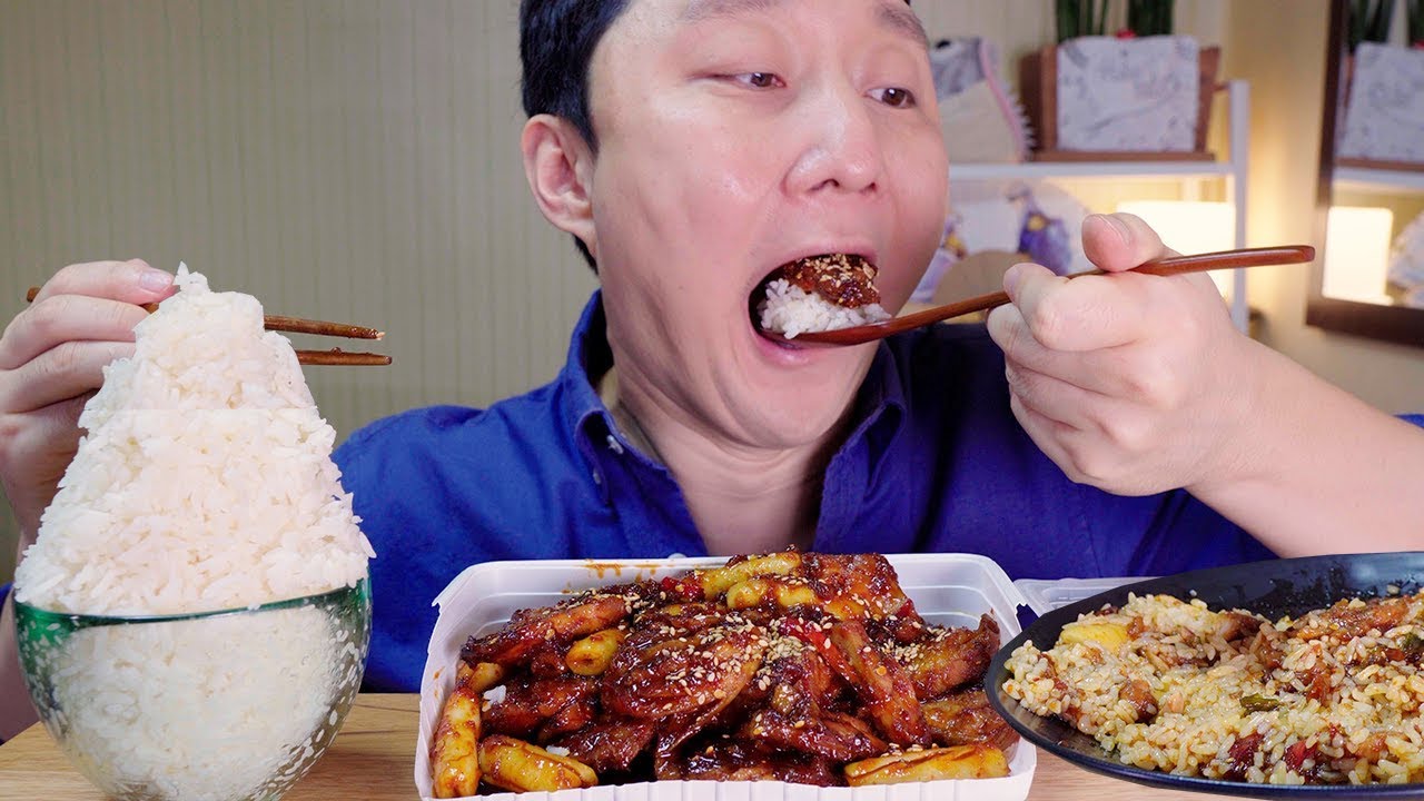 Sounds Mukbang 지코바 숯불양념치킨 매운맛 치밥 소리 먹방이야b^^d Charcoal Fire Spicy Chicken Baebeque 味付けチキン ASMR