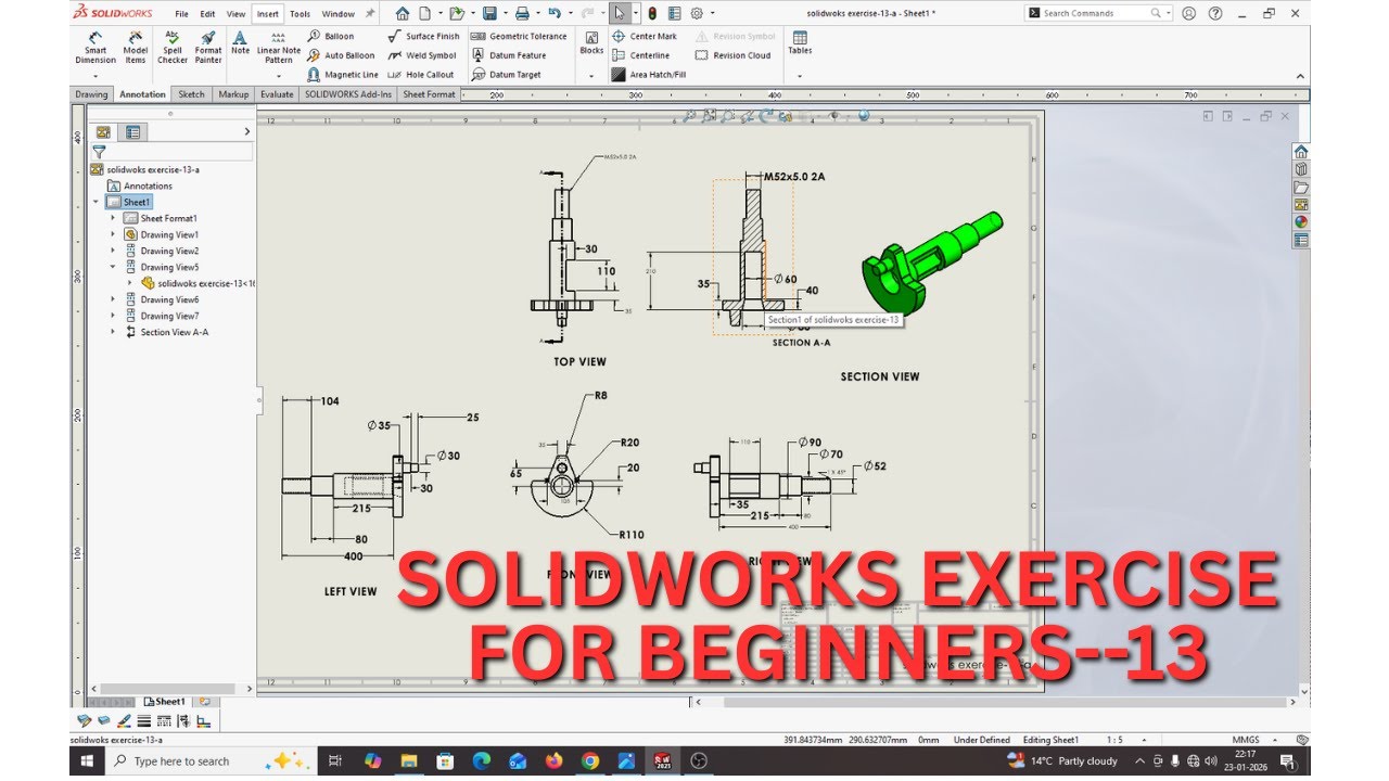 Упражнение по SolidWorks для начинающих — 13.