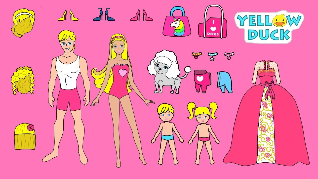 PAPER DOLLS MOTHER & DAUGHTERS NEW DOLLHOUSE WITH DOG FAMILY DRESS UP diy