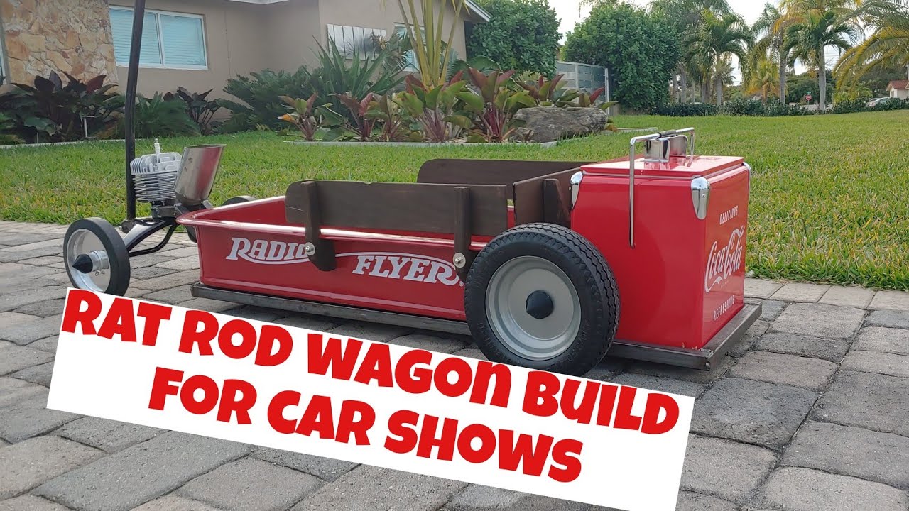 custom rad rod radio flyer wagon for car shows with cooler