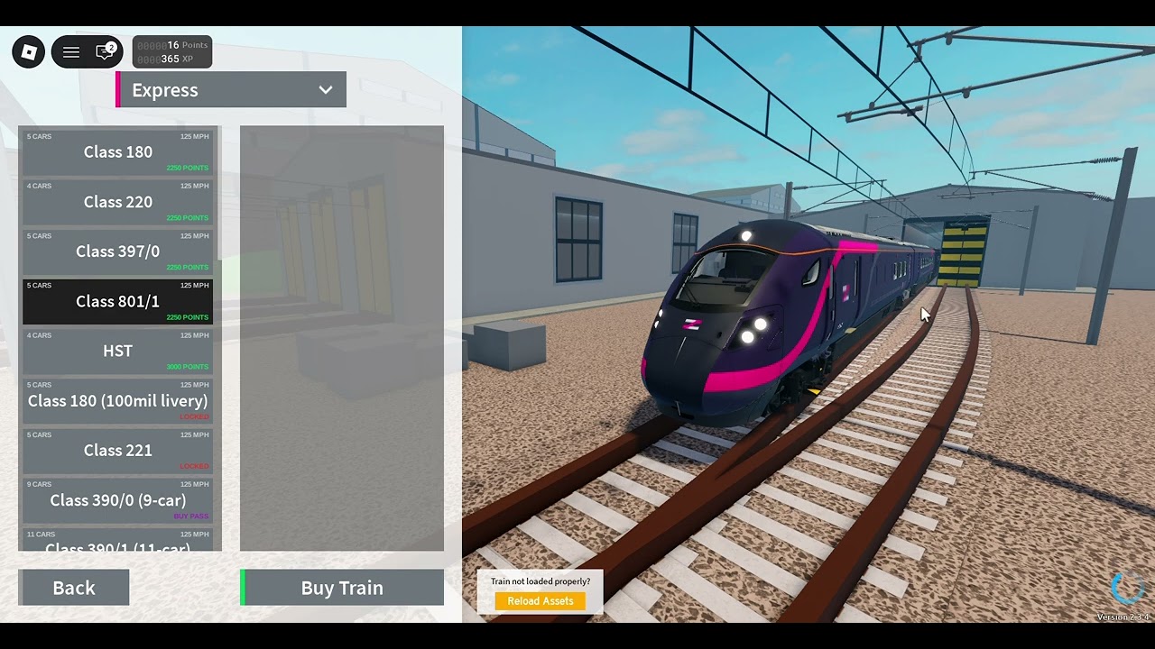 Buying the Class 801/1 125 mph express Train in Roblox SCR