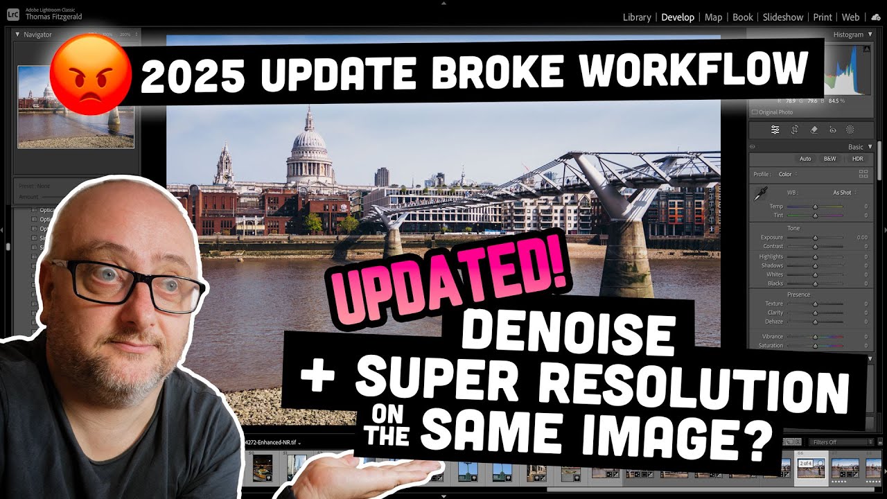 Denoise and Super Resolution on the Same Image in Lightroom - New Method for 2025 Updates