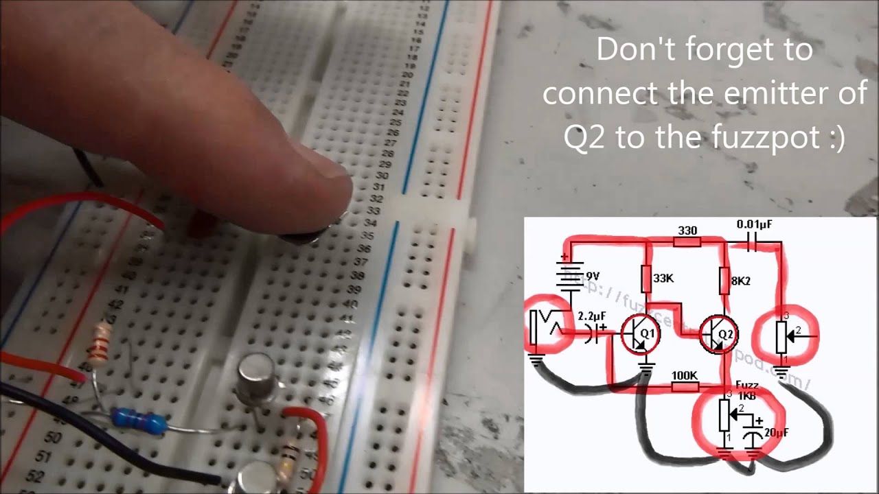 Fuzzface Distortion Pedal Built on Breadboard