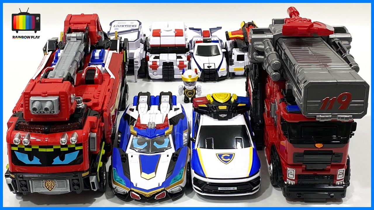 또봇 메탈카드봇 블루캅W 블레이온 또봇SOS 또봇C 경찰차 소방차 변신 합체 모음 Robot Toys Combine