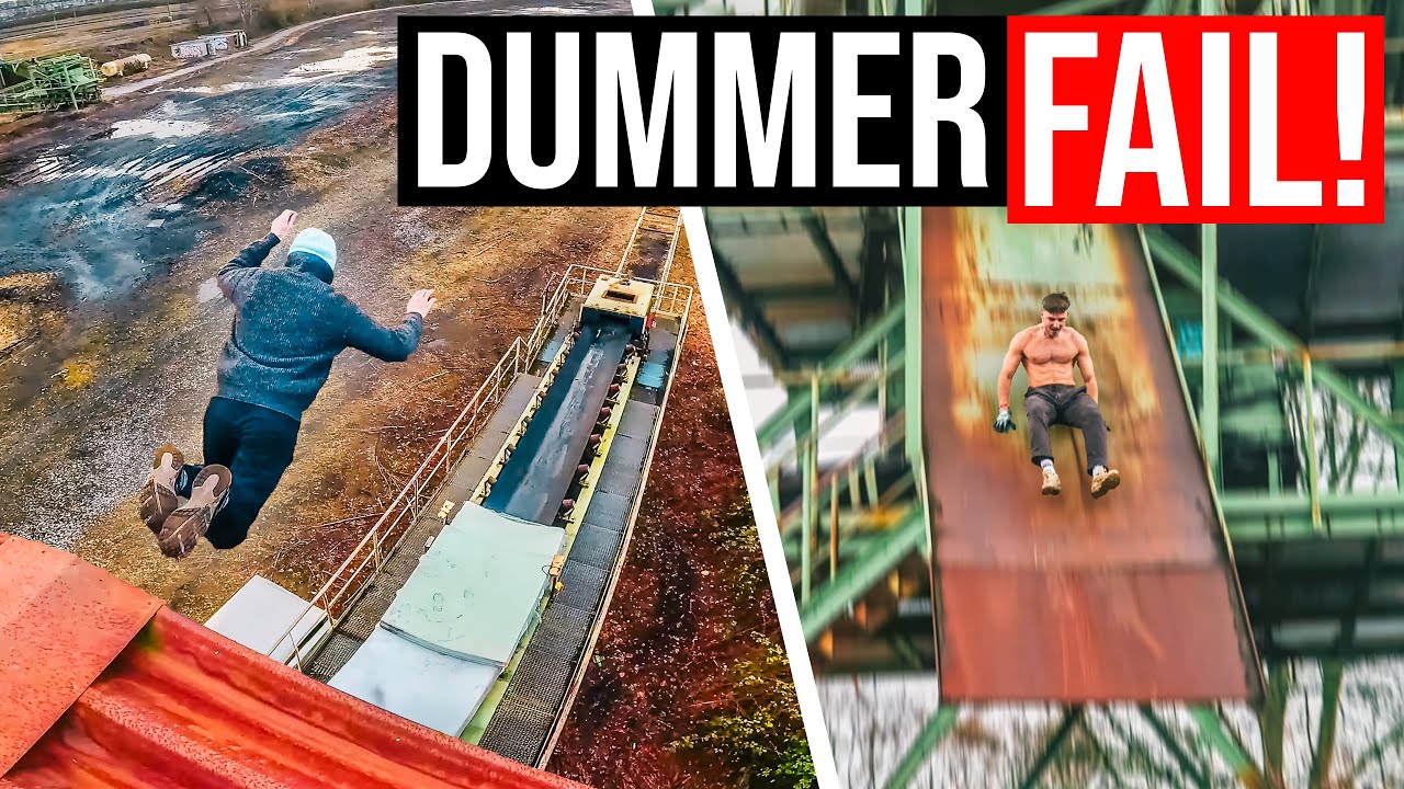 10M RUTSCHE in verlassener Industrie-Anlage! | STUNTS ohne Ende! & Ropeswing FAIL!