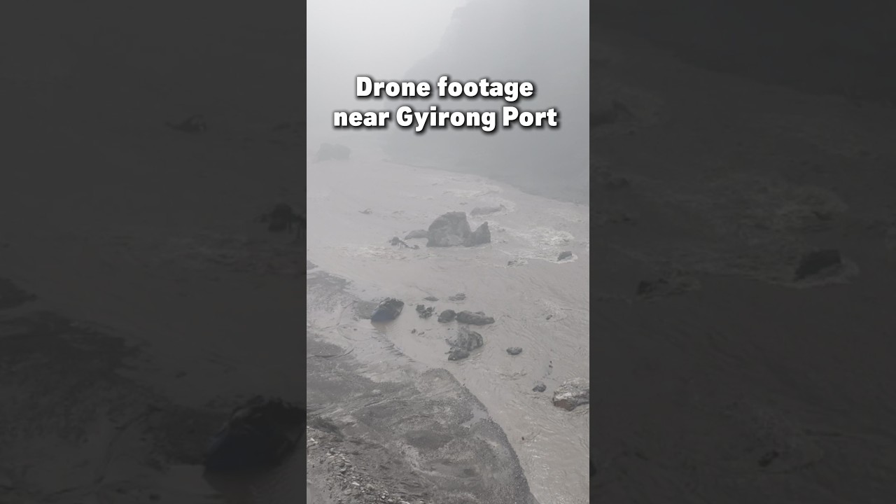 Drone footage captured by Chinese officer shortly after mudslide strikes Gyirong