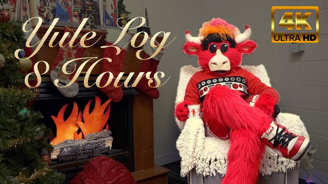 🔥 Benny the Bull Yule Log ~ Christmas Ambiance (NO MUSIC) 8 Hours Relaxing Fireplace FULL HD 🎄