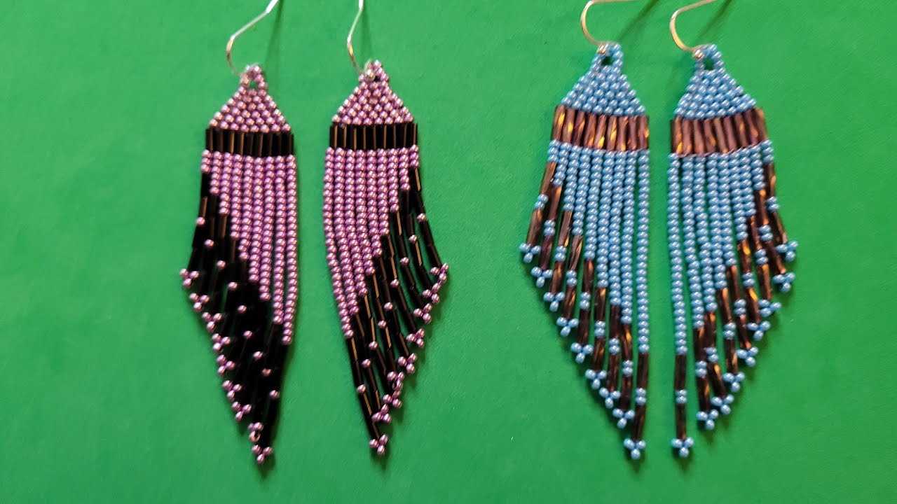 BISUTERIA FACIL PASO A PASO Aretes Nativos en mostacillas y canutillos facil de hacer