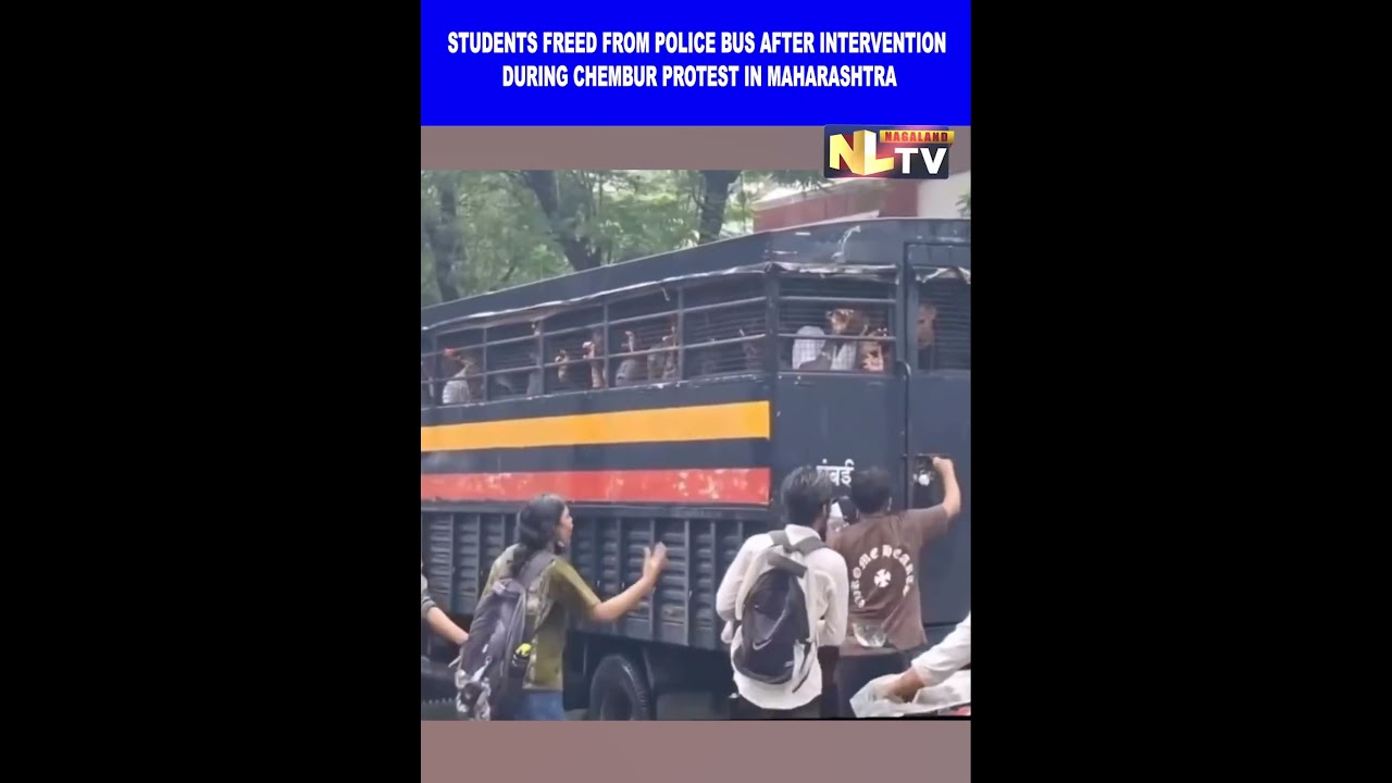 STUDENTS FREED FROM POLICE BUS AFTER INTERVENTION DURING CHEMBUR PROTEST IN MAHARASHTRA