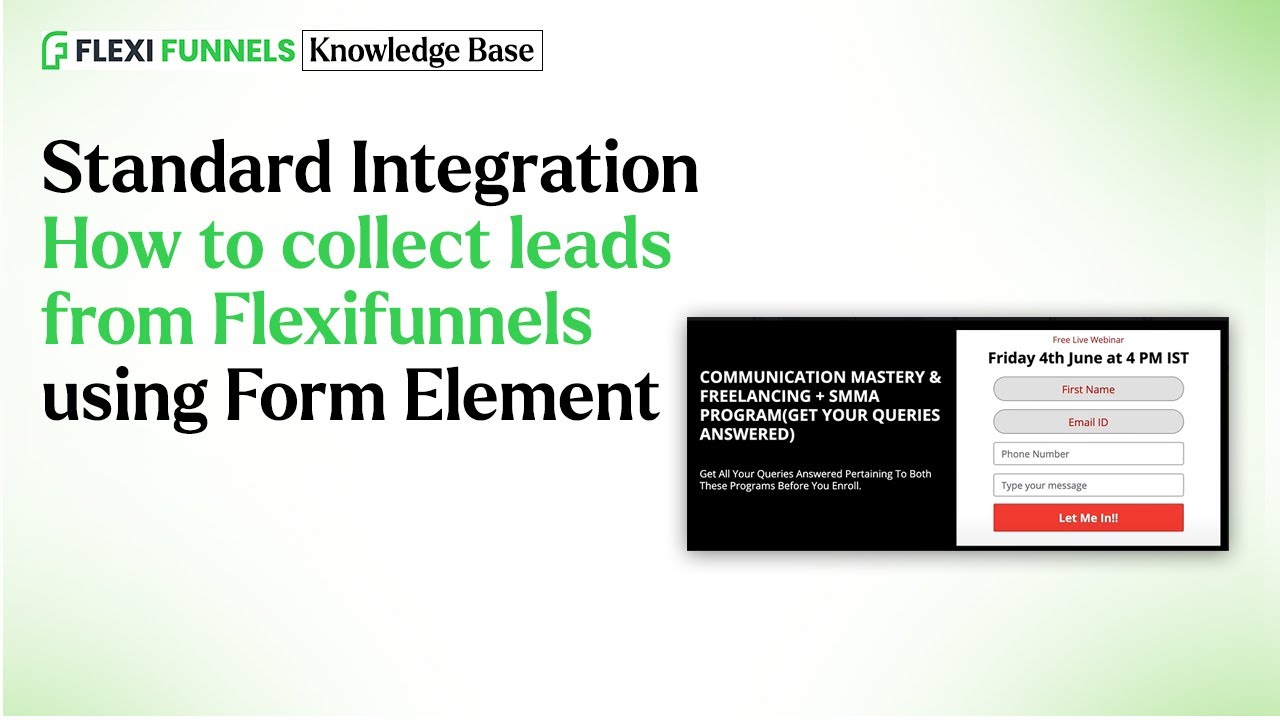 Standard Integration How to collect leads from Flexifunnels using Form Element