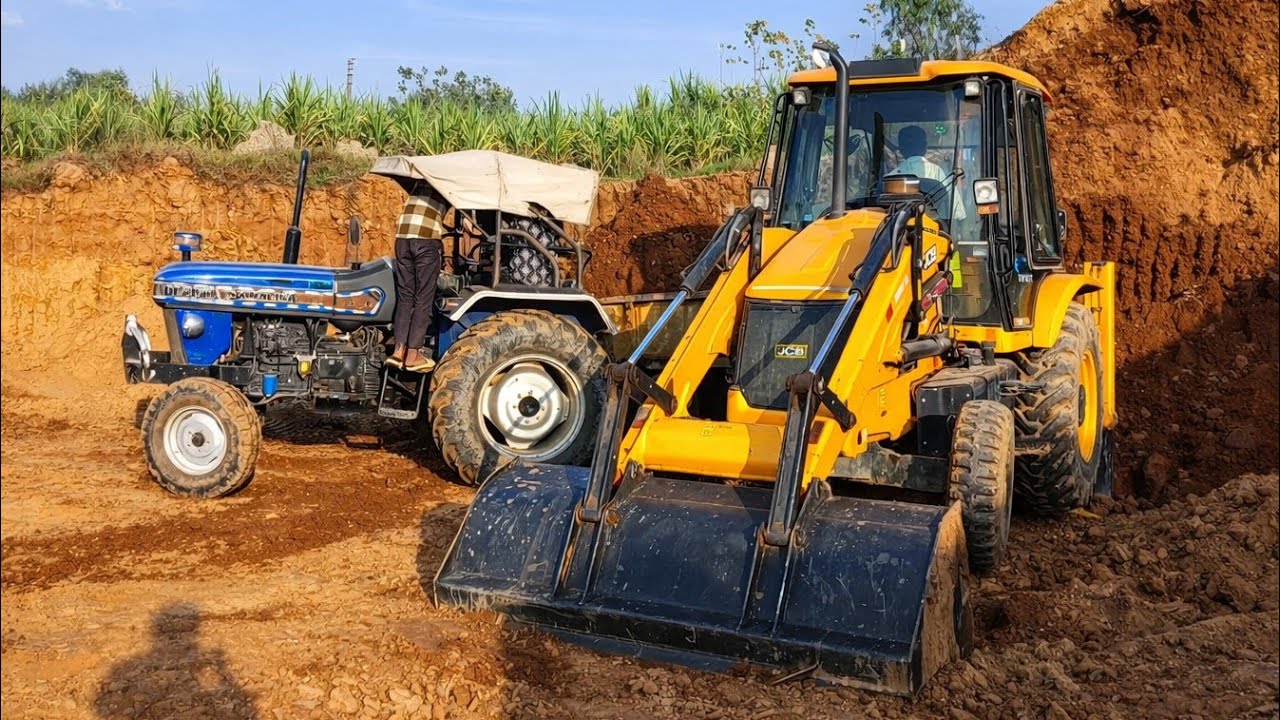 Mahindra 575 Di Sonalika 745 Di Tractor Trolley Loading Mud Jcb Machine | JCB and Tractor Trolley 