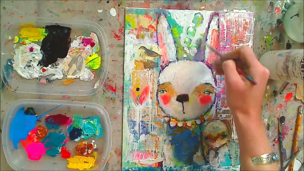 Whimsical Animals - Mixed Media Painting