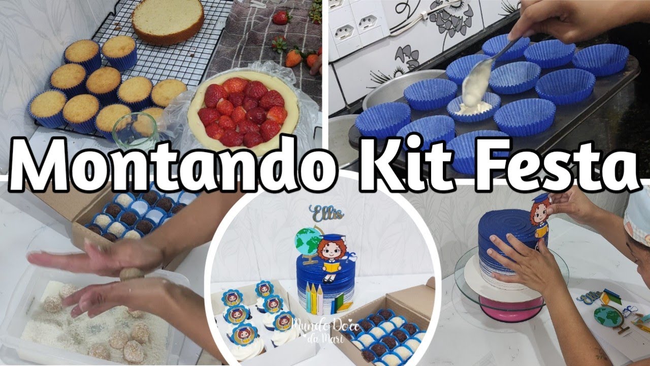 Kit festa 15 pessoas / Bolo com Morango fresco / Muitas Dicas