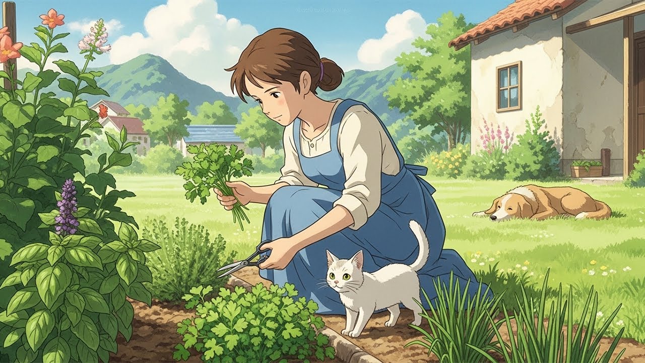 Ghibli Inspired Countryside ASMR | Cozy Farmhouse with Dog & Cat Slow Living.