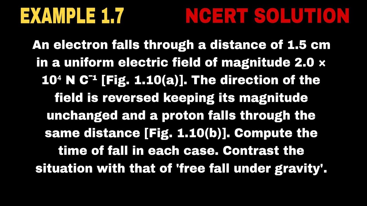 An electron falls through a distance of 1.5 cm in a uniform electric field of magnitude 2.0 × 10⁴