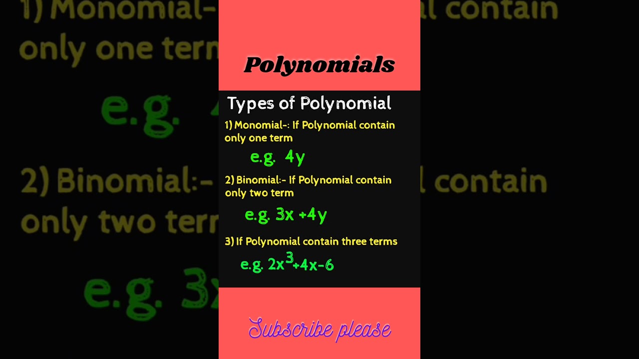 Types of Polynomial on the basis of number of terms