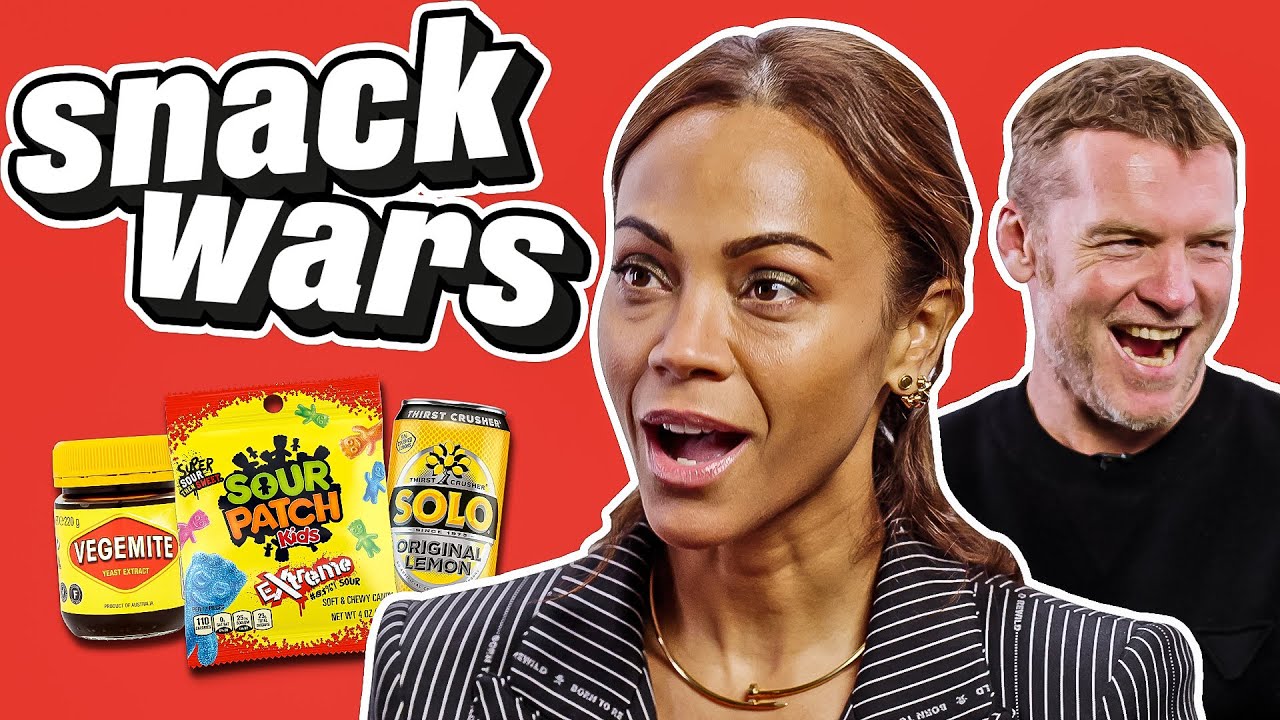 Zoe Salda&ntilde;a and Sam Worthington Compare USA Vs Australian Snacks  | Snack Wars
