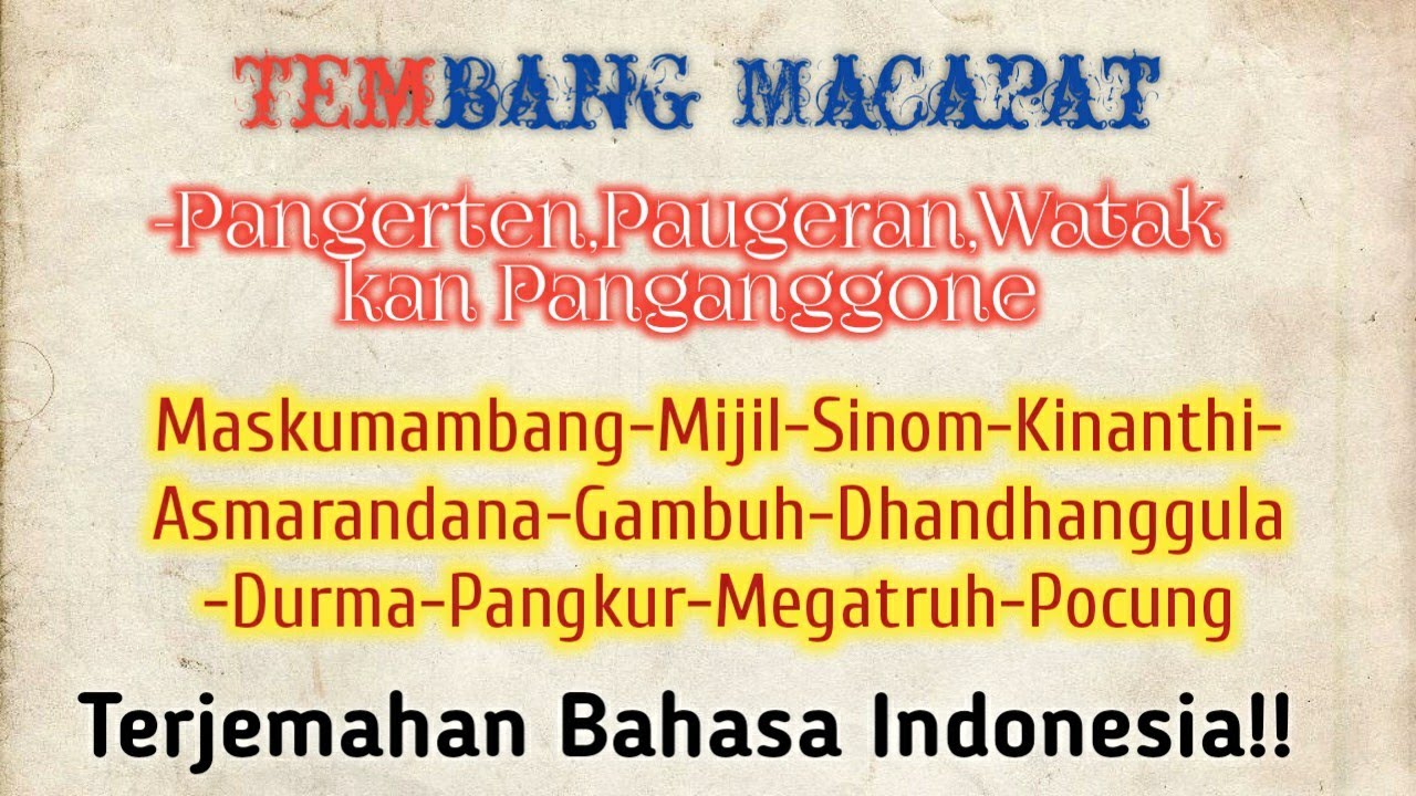 Pengertian Tembang Macapat | Materi kelas X | basa jawa
