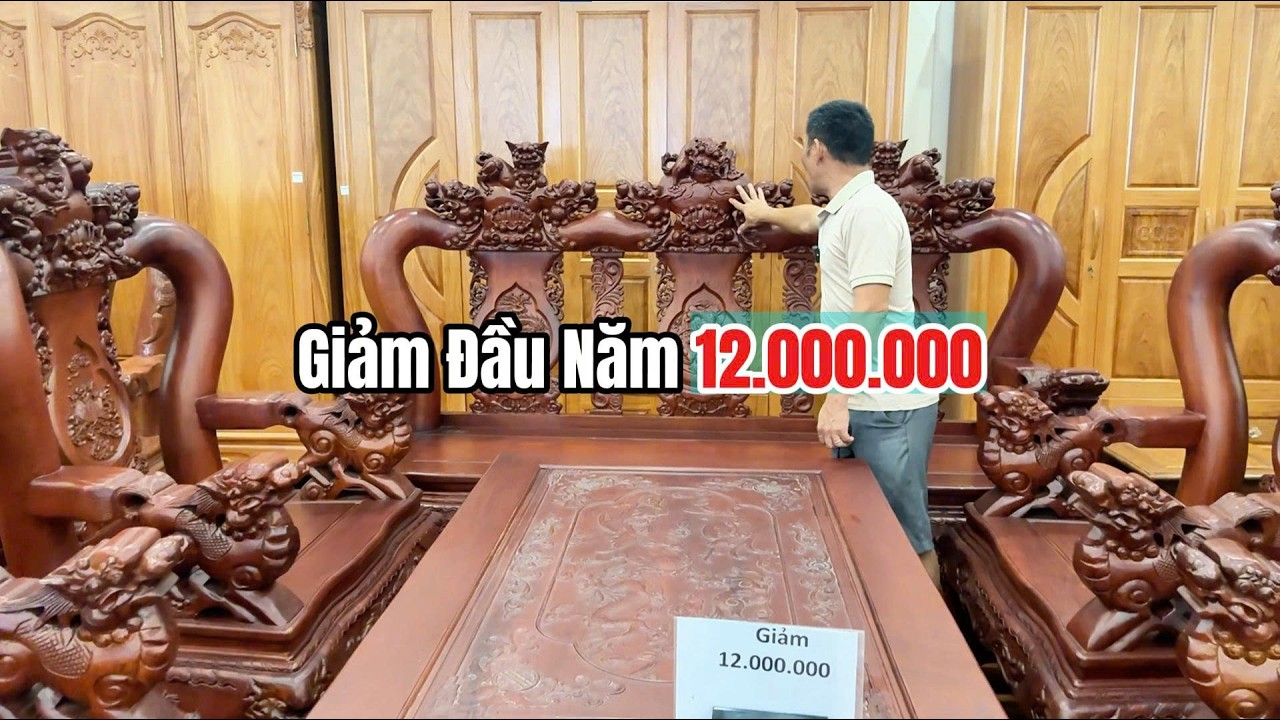 Bộ Ghế Nghế Ba Đầu Cột 14 10 Món Gỗ Hương Đá Giảm 12.000.000 Đầu Năm 2026 #dogoxuanbac
