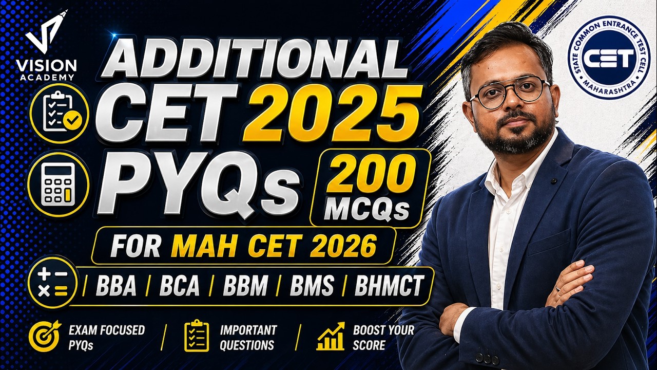 MAH CET 2026 BBA BCA BBM BMS BHMCT 🚀 PYQ's 200 MCQ Complete Revision Day 11 🚀  Invincible 3.0