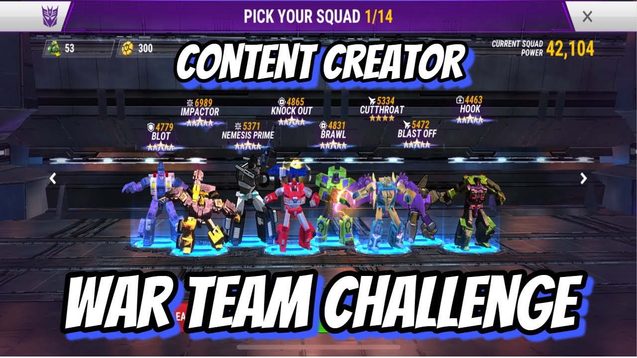 Transformers: Earth Wars-Content Creator War Team Challenge