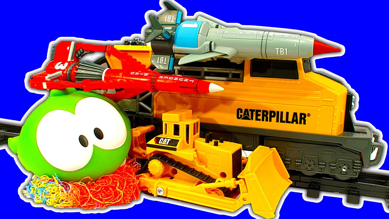 CAT Construction Train Set Thunderbirds Rescue Trains & Silly String Fight