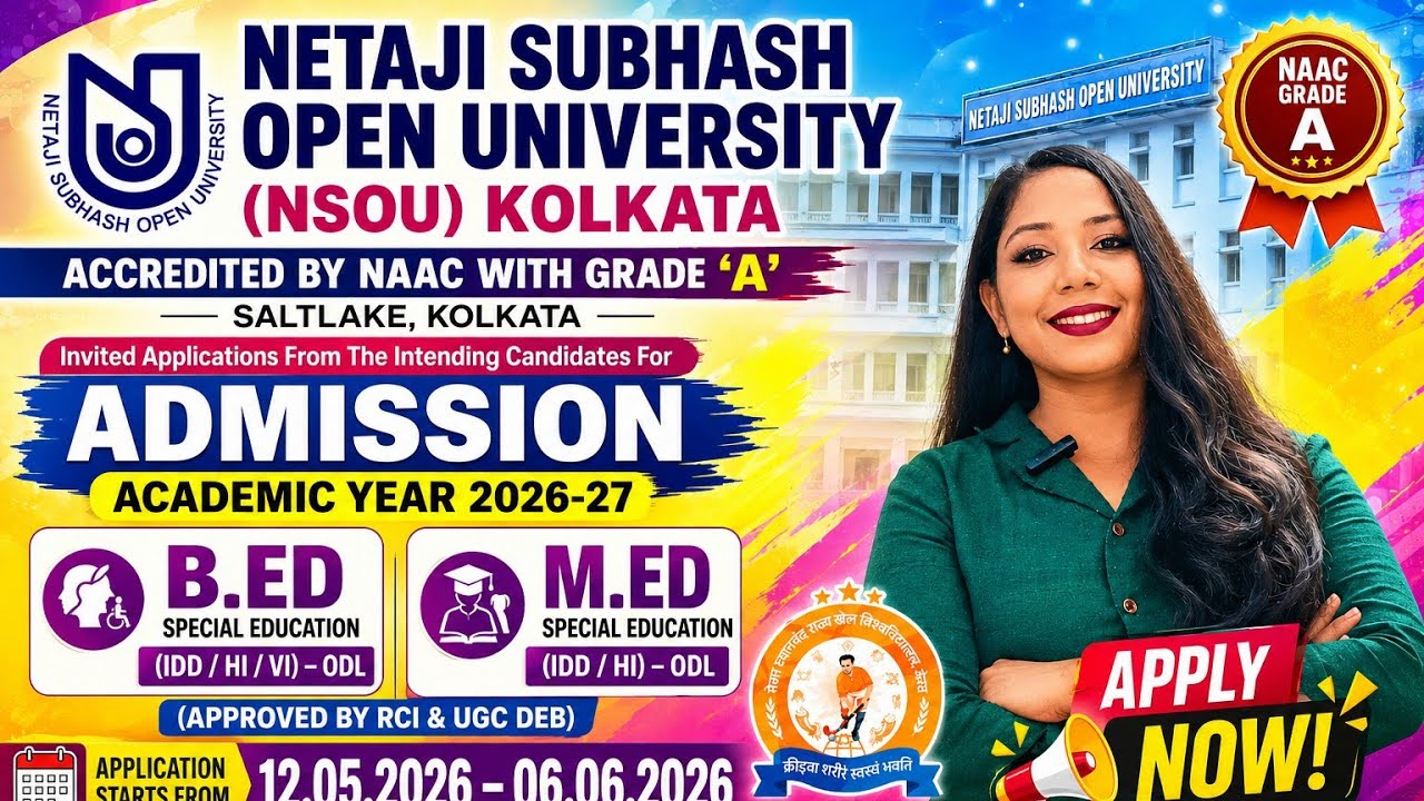 Netaji Subhash Open University Admission 2026 | NSOU B.ED & M.ED Admission 2026 Special Education | 