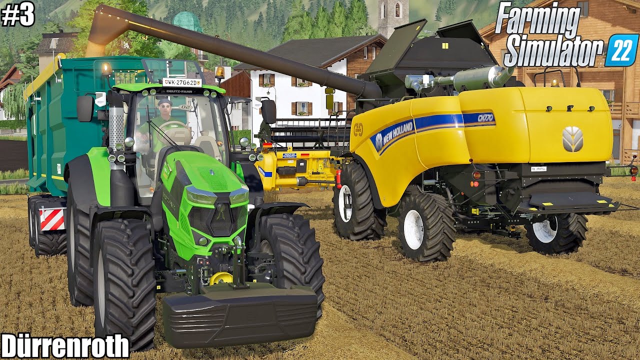 Dürrenroth! HARVESTING WHEAT and PREPARING SOIL for SEEDING W/ DEUTZ FARHR│Dürrenroth│FS22│3