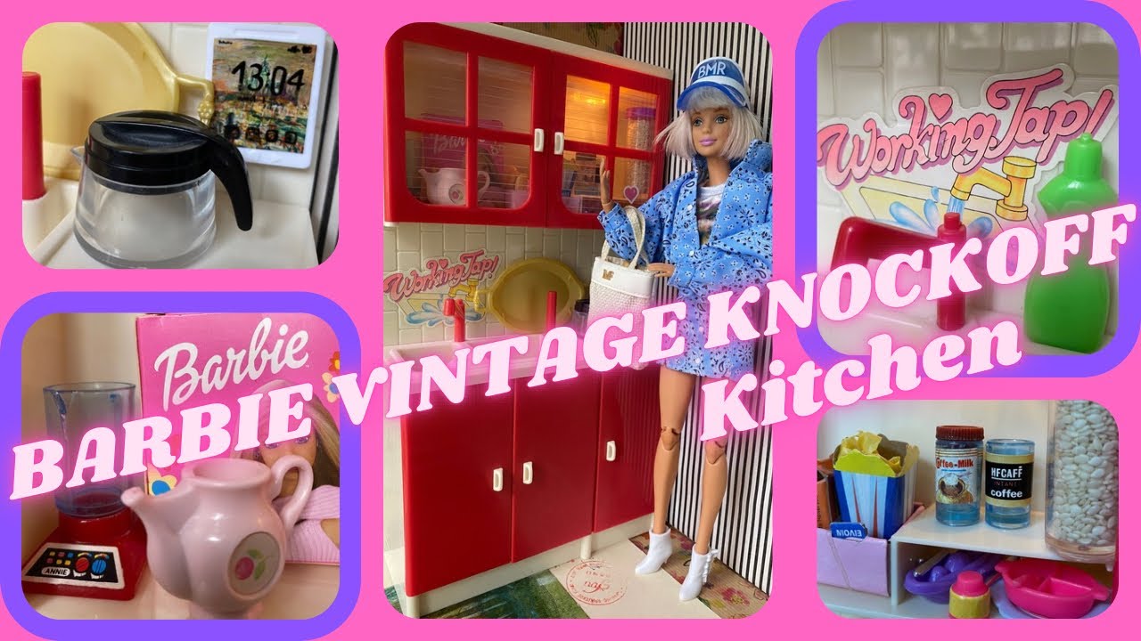 Barbie vintage knockoff playset: Sweetie Annie Lighted Kitchen Set restored and accessorized