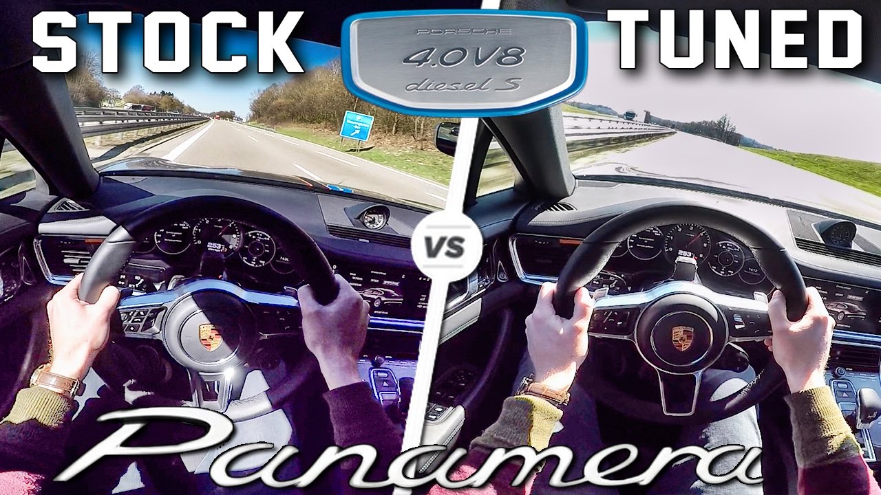 Porsche Panamera 4S Diesel STOCK vs RACECHIP 0-250 km/h ACCELERATION & AUTOBAHN POV by AutoTopNL